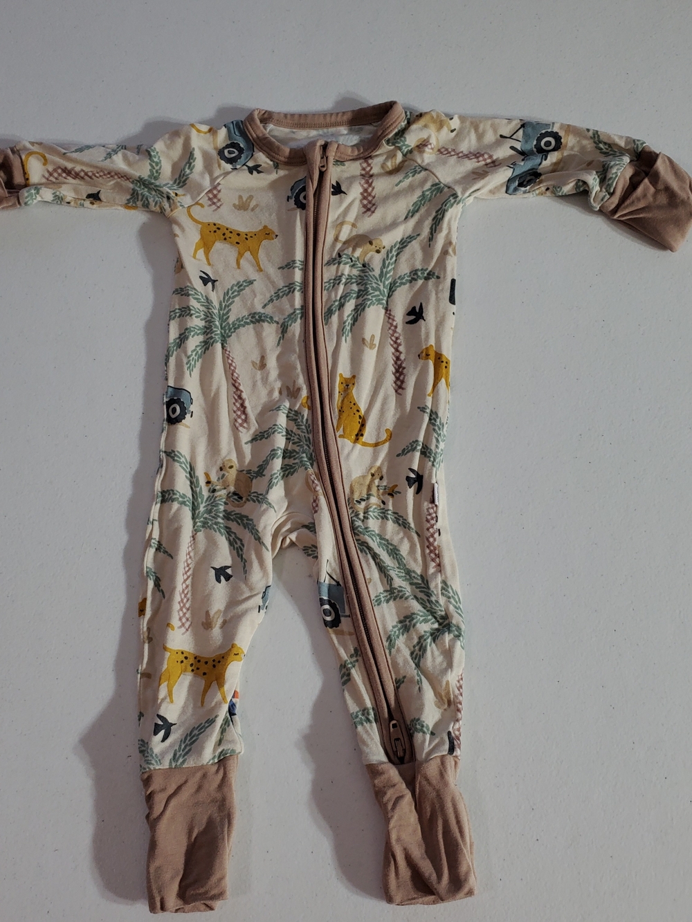 Little Sleepies Newborn Kids Neutral Safari Print Zip One-Piece Pajamas